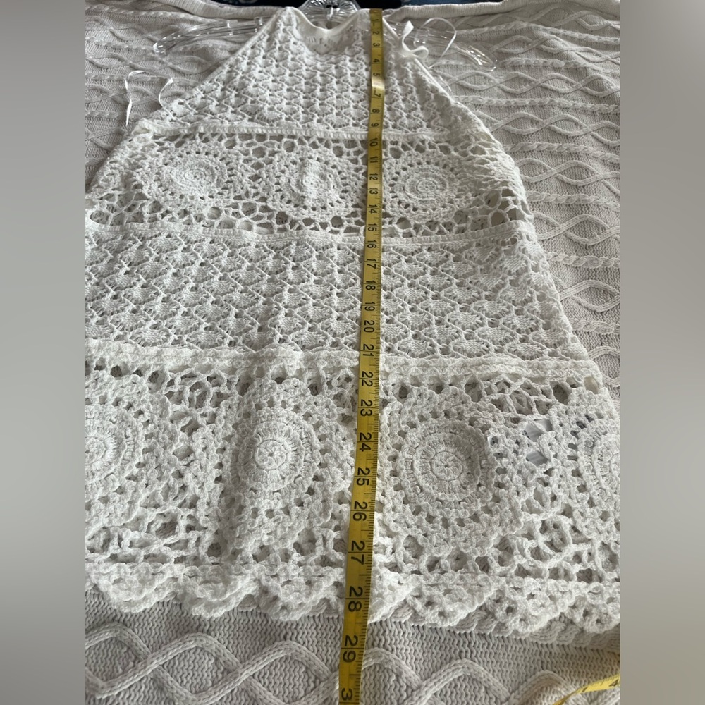 New! Hollister Swim Coverup White Crochet Backless with Neck Tie Size Small - Picture 6 of 12